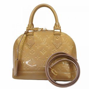 Louis Vuitton Vernis Alma BB Handbag M91752 Beige Poodle Women's